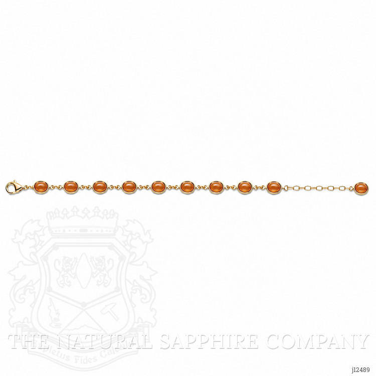 3.60 Ct.Tw. Orange Carnelian Bezel Bracelet, 22K Gold Plated Silver