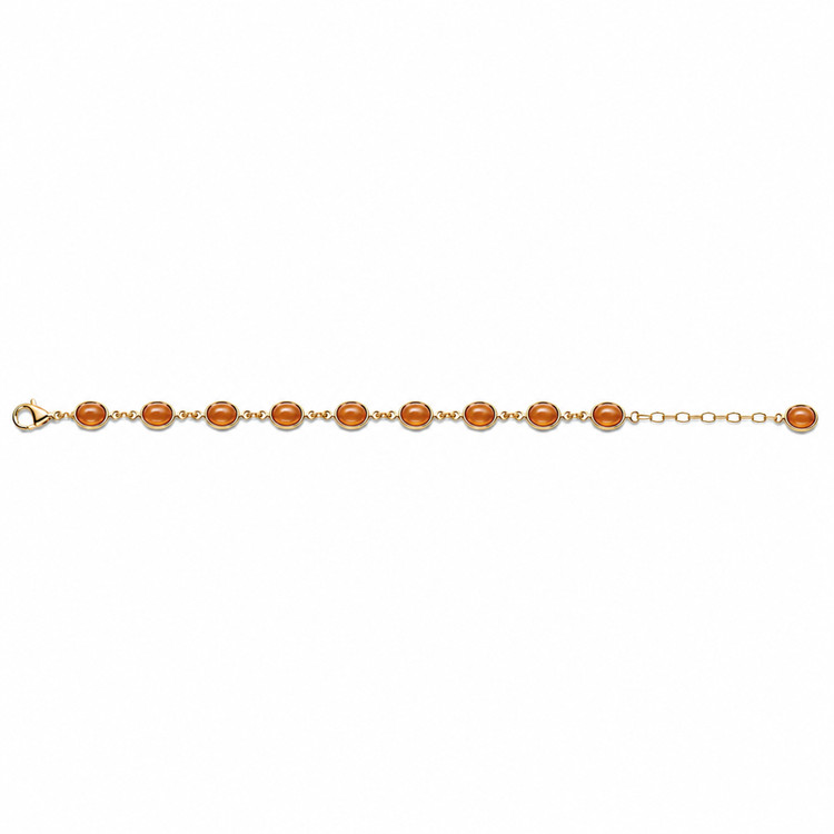 3.60 Ct.Tw. Orange Carnelian Bezel Bracelet, 22K Gold Plated Silver
