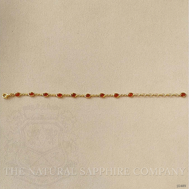 3.60 Ct.Tw. Orange Carnelian Bezel Bracelet, 22K Gold Plated Silver