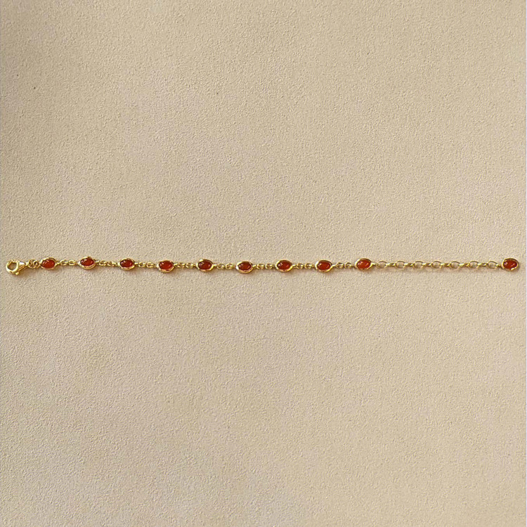 3.60 Ct.Tw. Orange Carnelian Bezel Bracelet, 22K Gold Plated Silver