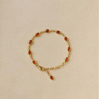 3.60&nbsp;Ct.Tw.Total Carat Weight Orange Carnelian Bezel Bracelet, 22K Gold Plated Silver Life Style