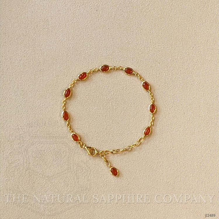 3.60 Ct.Tw. Orange Carnelian Bezel Bracelet, 22K Gold Plated Silver