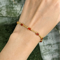 3.60&nbsp;Ct.Tw.Total Carat Weight Orange Carnelian Bezel Bracelet, 22K Gold Plated Silver Life Style