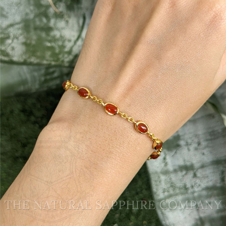 3.60 Ct.Tw. Orange Carnelian Bezel Bracelet, 22K Gold Plated Silver