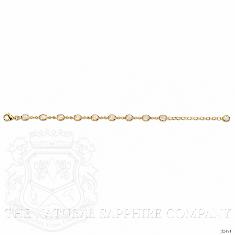 3.20 Ct.Tw. Multi Color White Opal (Light Opal) Bezel Bracelet, 22K Gold Plated Silver