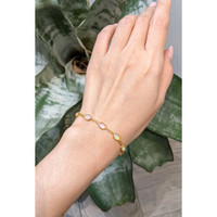 3.20 Ct.Tw.Total Carat Weight Multi Color White Opal (Light Opal) Bezel Bracelet, 22K Gold Plated Silver Life Style