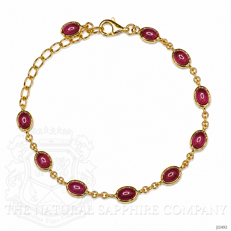 6.30 Ct.Tw. Purplish Red Ruby Bezel Bracelet, 22K Gold Plated Silver