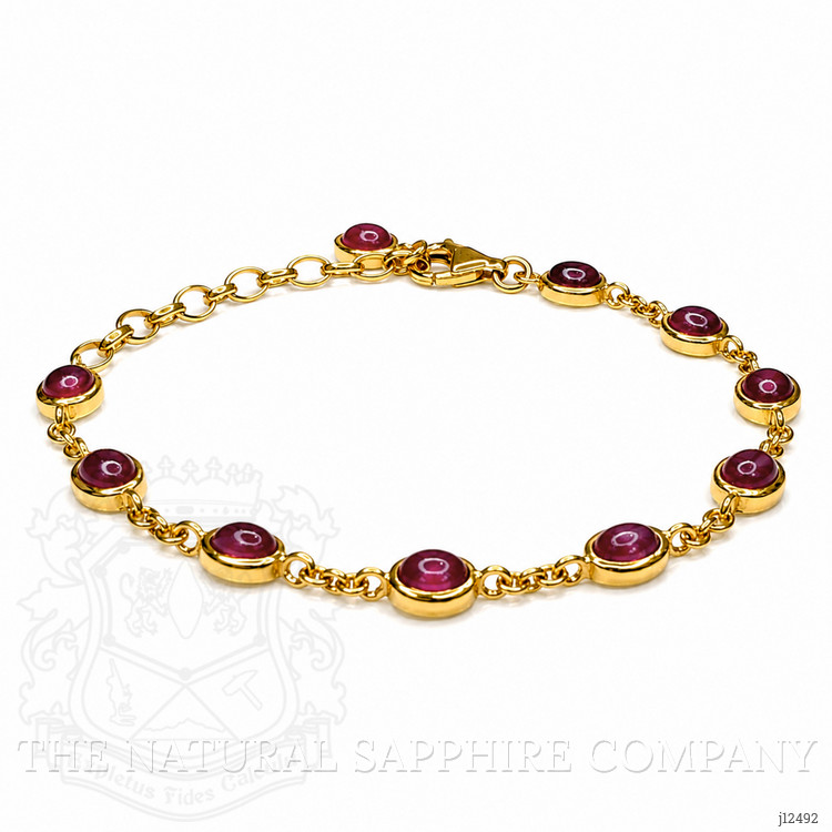 6.30 Ct.Tw. Purplish Red Ruby Bezel Bracelet, 22K Gold Plated Silver