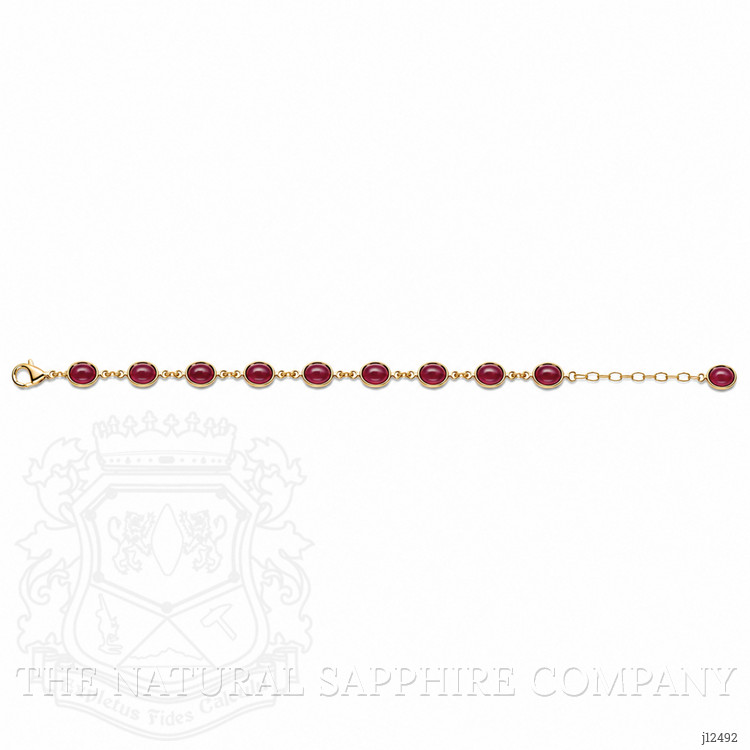 6.30 Ct.Tw. Purplish Red Ruby Bezel Bracelet, 22K Gold Plated Silver