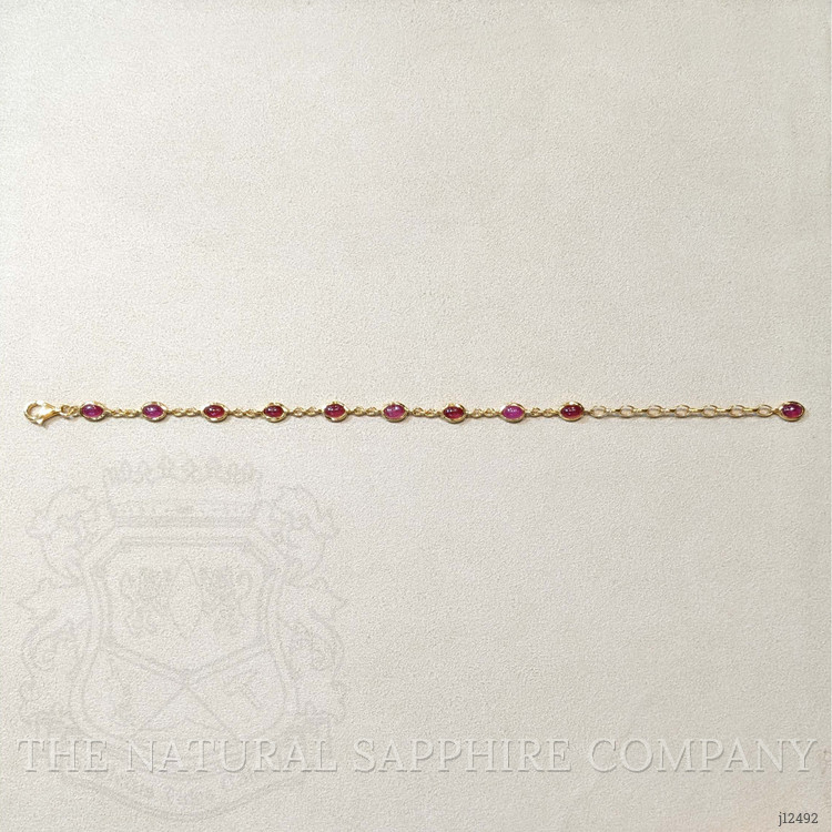 6.30 Ct.Tw. Purplish Red Ruby Bezel Bracelet, 22K Gold Plated Silver
