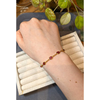 6.30 Ct.Tw.Total Carat Weight Purplish Red Ruby Bezel Bracelet, 22K Gold Plated Silver Life Style