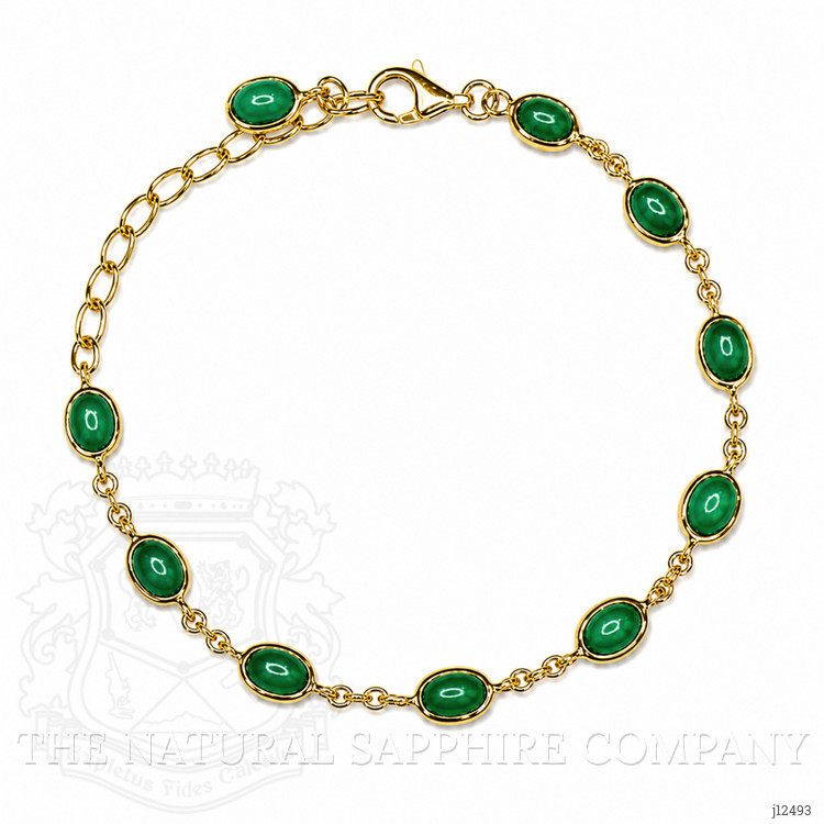 4.30 Ct.Tw. Green Agate Bezel Bracelet, 22K Gold Plated Silver