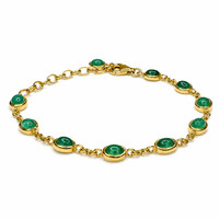 4.30&nbsp;Ct.Tw.Total Carat Weight Green Agate Bezel Bracelet, 22K Gold Plated Silver Image