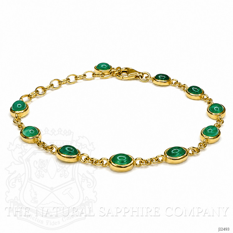 4.30 Ct.Tw. Green Agate Bezel Bracelet, 22K Gold Plated Silver