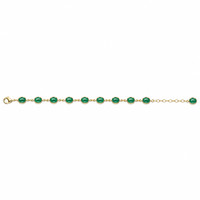 4.30&nbsp;Ct.Tw.Total Carat Weight Green Agate Bezel Bracelet, 22K Gold Plated Silver Image