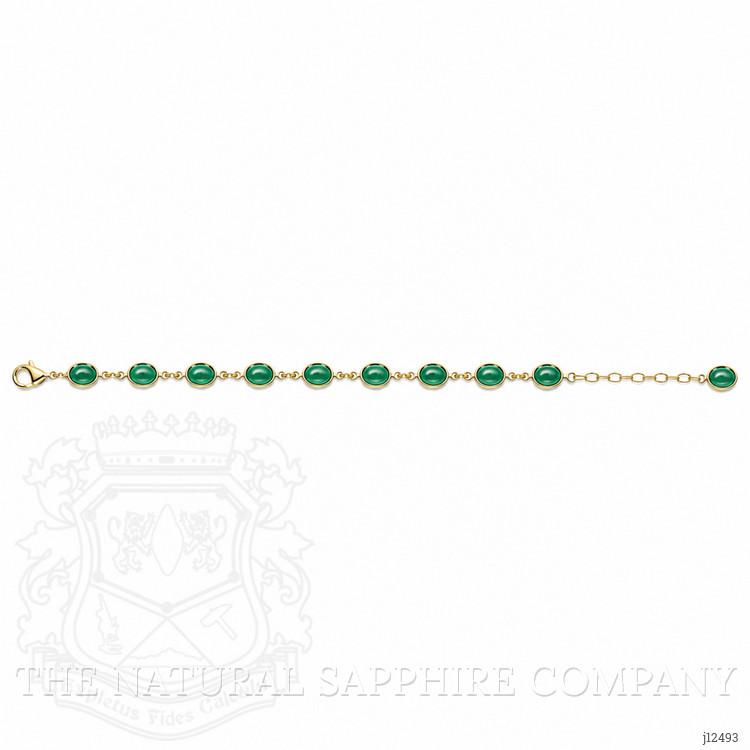 4.30 Ct.Tw. Green Agate Bezel Bracelet, 22K Gold Plated Silver
