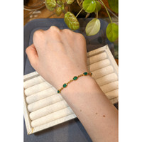 4.30&nbsp;Ct.Tw.Total Carat Weight Green Agate Bezel Bracelet, 22K Gold Plated Silver Life Style