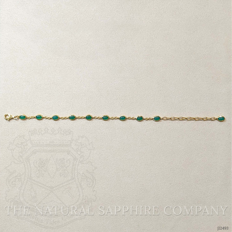 4.30 Ct.Tw. Green Agate Bezel Bracelet, 22K Gold Plated Silver