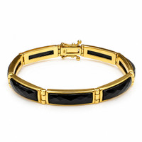14.84 Ct.Tw. Onyx 22K Gold Plated Silver bracelet