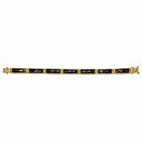 14.84&nbsp;Ct.Tw.Total Carat Weight Black Onyx Antique Style Bracelet, 22K Gold Plated Silver Image