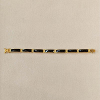 14.84 Ct.Tw.Total Carat Weight Black Onyx Antique Style Bracelet, 22K Gold Plated Silver Life Style