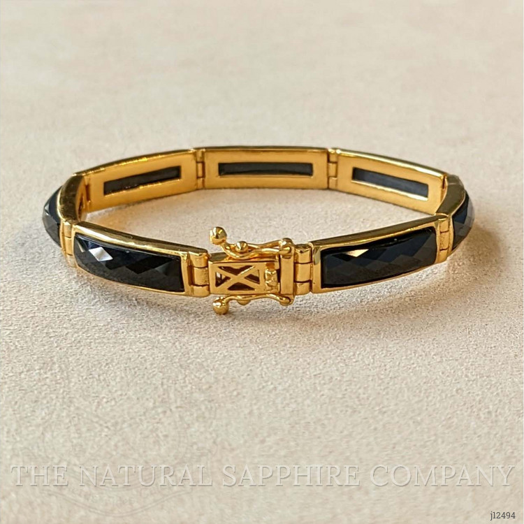 14.84 Ct.Tw. Black Onyx Antique Style Bracelet, 22K Gold Plated Silver