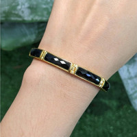 14.84 Ct.Tw.Total Carat Weight Black Onyx Antique Style Bracelet, 22K Gold Plated Silver Life Style