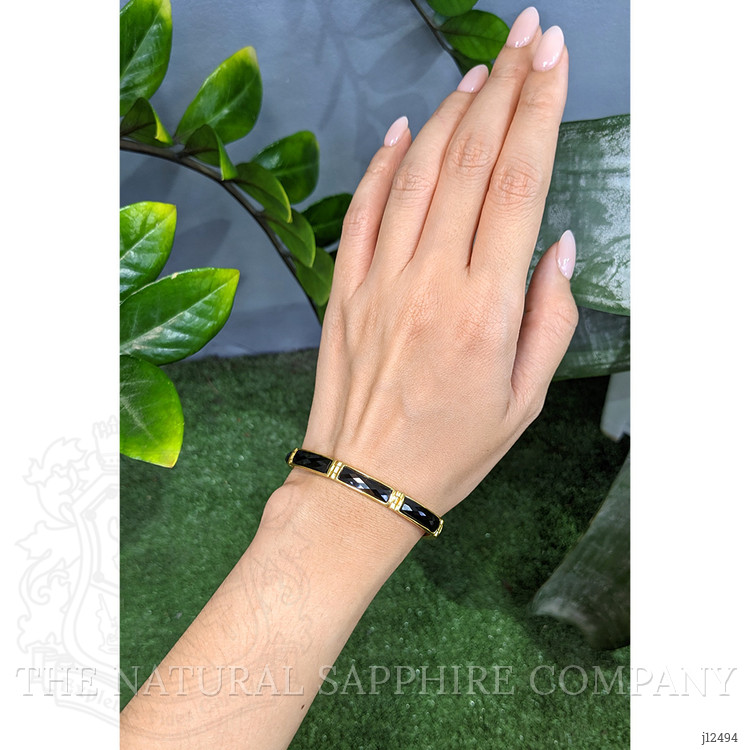 14.84 Ct.Tw. Black Onyx Antique Style Bracelet, 22K Gold Plated Silver