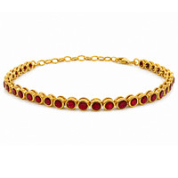 5.52 Ct.Tw. Rhodolite Garnet 22K Gold Plated Silver bracelet
