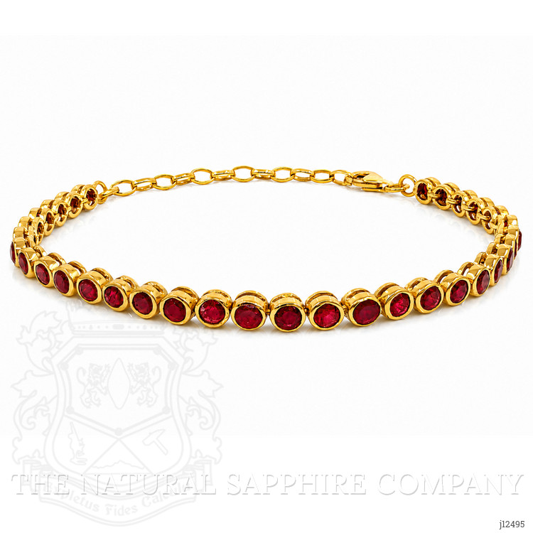5.52 Ct.Tw. Reddish Purple Rhodolite Garnet Bezel Bracelet, 22K Gold Plated Silver