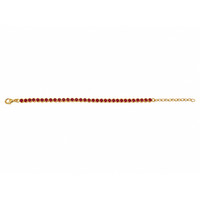 5.52 Ct.Tw.Total Carat Weight Reddish Purple Rhodolite Garnet Bezel Bracelet, 22K Gold Plated Silver Image