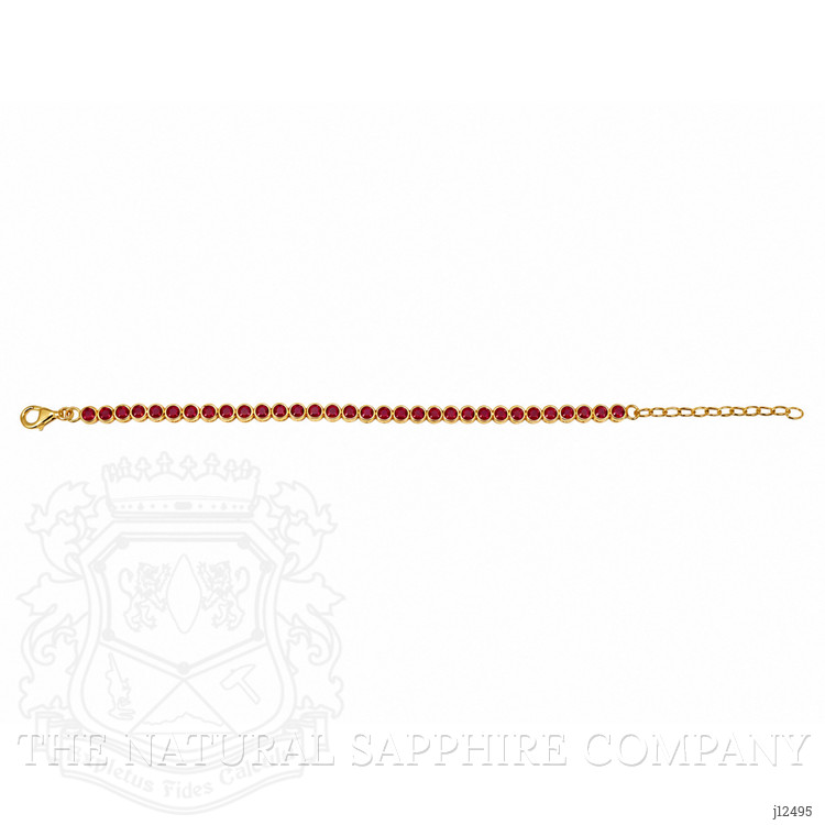 5.52 Ct.Tw. Reddish Purple Rhodolite Garnet Bezel Bracelet, 22K Gold Plated Silver