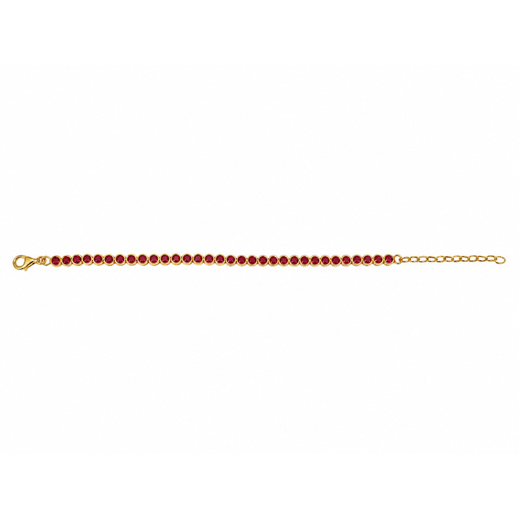 5.52 Ct.Tw. Reddish Purple Rhodolite Garnet Bezel Bracelet, 22K Gold Plated Silver