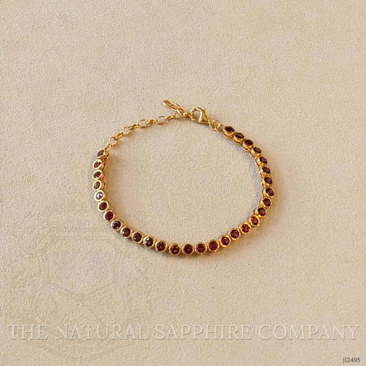 5.52 Ct.Tw. Reddish Purple Rhodolite Garnet Bezel Bracelet, 22K Gold Plated Silver
