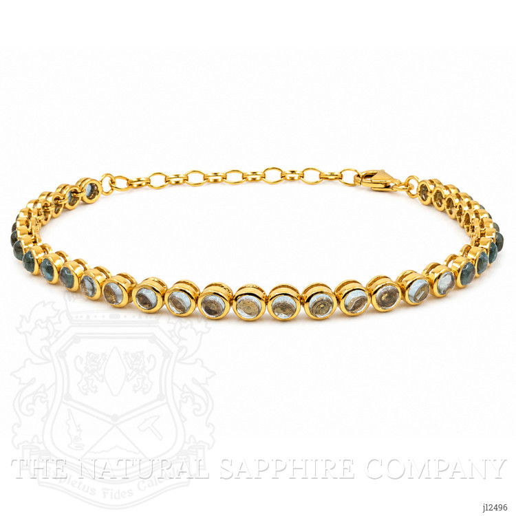 6.47 Ct.Tw. Blue Topaz Bezel Bracelet, 22K Gold Plated Silver
