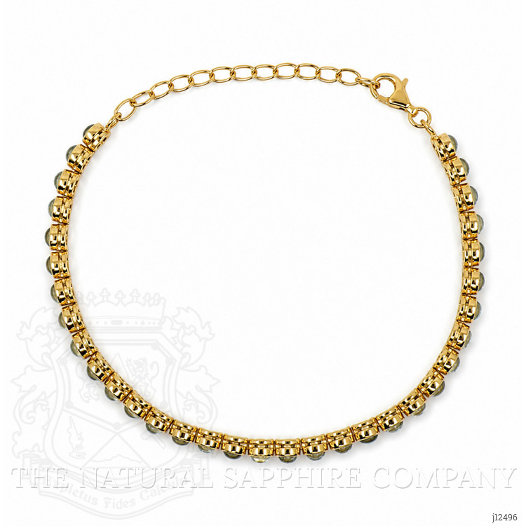 6.47 Ct.Tw. Blue Topaz Bezel Bracelet, 22K Gold Plated Silver