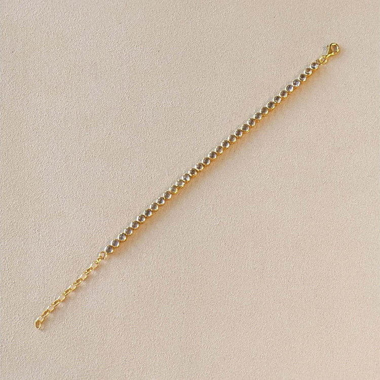 6.47 Ct.Tw. Blue Topaz Bezel Bracelet, 22K Gold Plated Silver