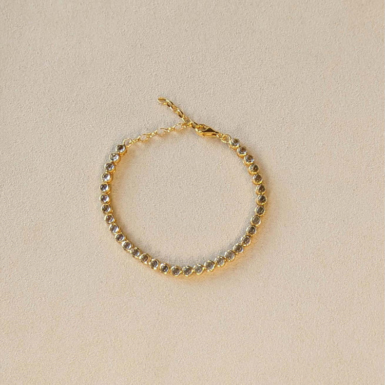 6.47 Ct.Tw. Blue Topaz Bezel Bracelet, 22K Gold Plated Silver