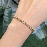 6.47 Ct.Tw.Total Carat Weight Blue Topaz Bezel Bracelet, 22K Gold Plated Silver Life Style