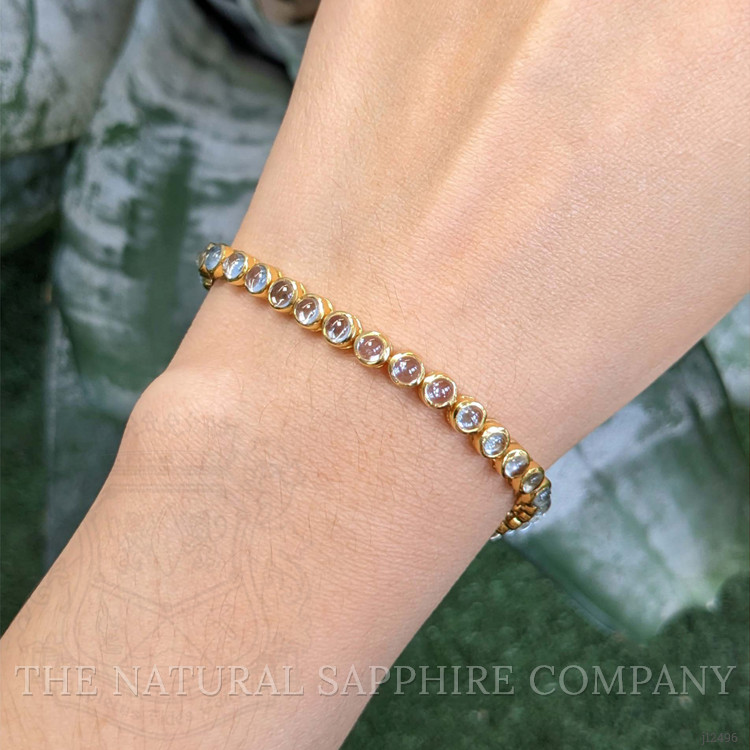 6.47 Ct.Tw. Blue Topaz Bezel Bracelet, 22K Gold Plated Silver