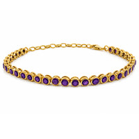 4.36 Ct.Tw. Amethyst 22K Gold Plated Silver bracelet
