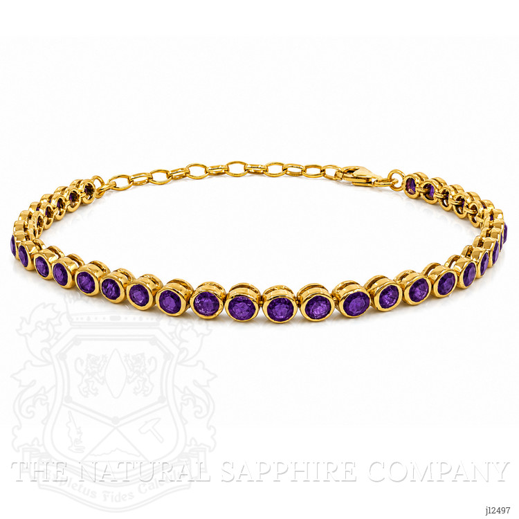 4.36 Ct.Tw. Purple Amethyst Bezel Bracelet, 22K Gold Plated Silver
