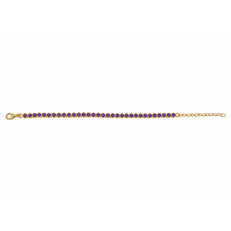 4.36 Ct.Tw. Purple Amethyst Bezel Bracelet, 22K Gold Plated Silver