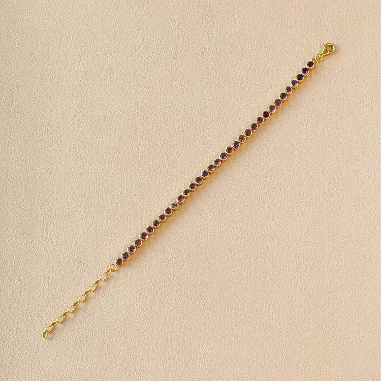 4.36 Ct.Tw. Purple Amethyst Bezel Bracelet, 22K Gold Plated Silver