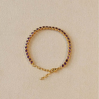 4.36&nbsp;Ct.Tw.Total Carat Weight Purple Amethyst Bezel Bracelet, 22K Gold Plated Silver Life Style