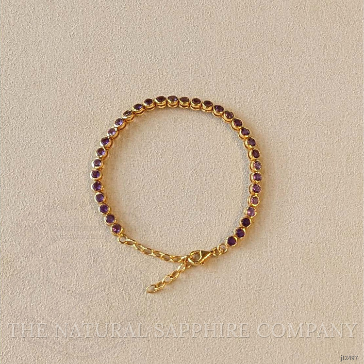 4.36 Ct.Tw. Purple Amethyst Bezel Bracelet, 22K Gold Plated Silver