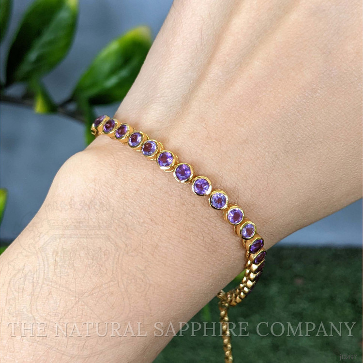 4.36 Ct.Tw. Purple Amethyst Bezel Bracelet, 22K Gold Plated Silver