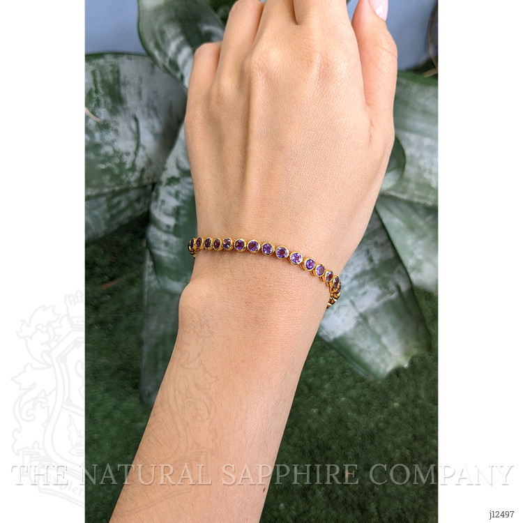 4.36 Ct.Tw. Purple Amethyst Bezel Bracelet, 22K Gold Plated Silver