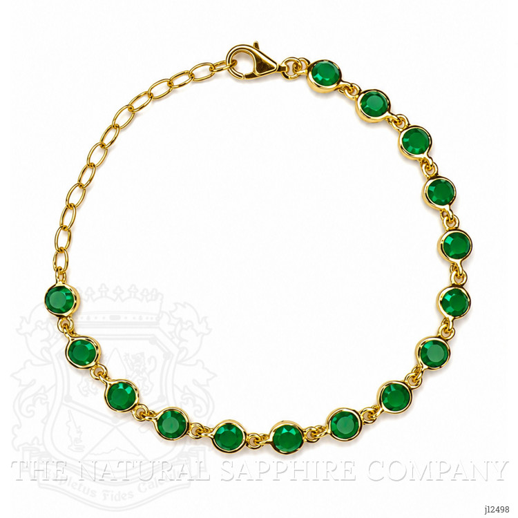 5.27 Ct.Tw. Green Agate Bezel Bracelet, 22K Gold Plated Silver
