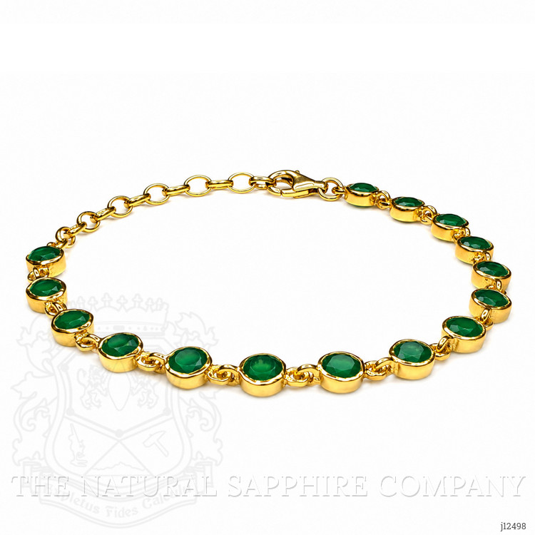 5.27 Ct.Tw. Green Agate Bezel Bracelet, 22K Gold Plated Silver